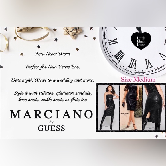 Guess by Marciano Strapless Black Croc Dress 🆕 $258 - Picture 2 of 6